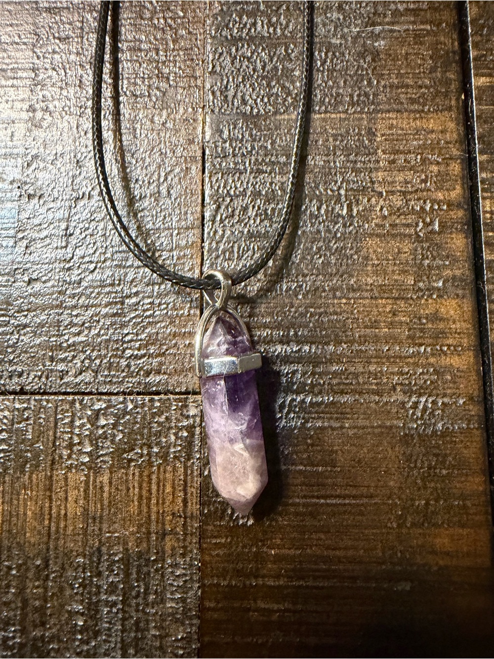 Amethyst Crystal Point Pendant Necklace - Purple